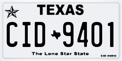 TX license plate CID9401