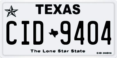 TX license plate CID9404
