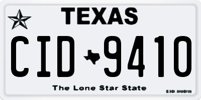 TX license plate CID9410