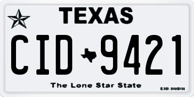 TX license plate CID9421