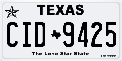 TX license plate CID9425