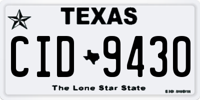 TX license plate CID9430