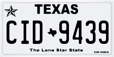 TX license plate CID9439