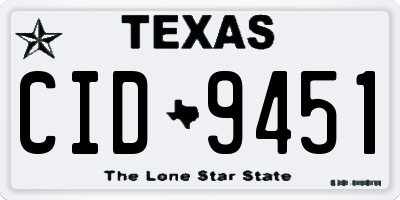 TX license plate CID9451