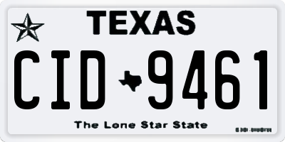 TX license plate CID9461