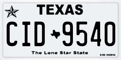 TX license plate CID9540