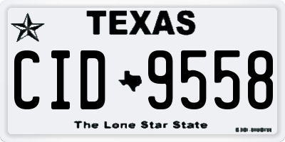 TX license plate CID9558