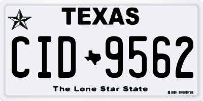 TX license plate CID9562