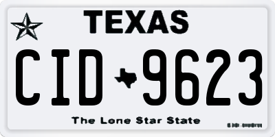 TX license plate CID9623