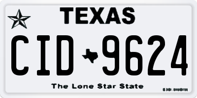 TX license plate CID9624