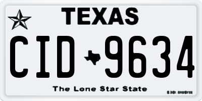 TX license plate CID9634