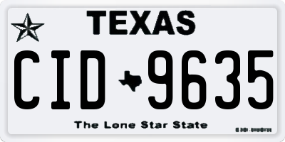 TX license plate CID9635