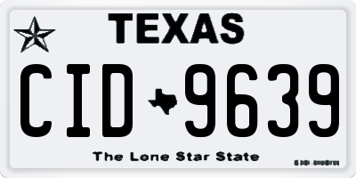TX license plate CID9639