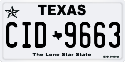 TX license plate CID9663