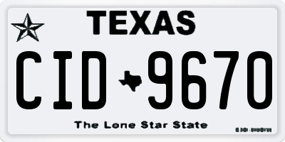 TX license plate CID9670