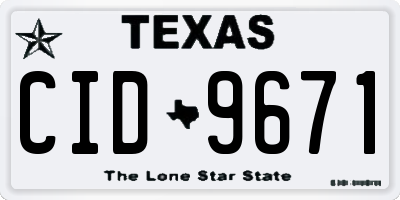 TX license plate CID9671