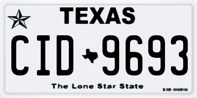 TX license plate CID9693