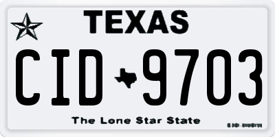 TX license plate CID9703