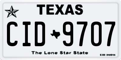 TX license plate CID9707