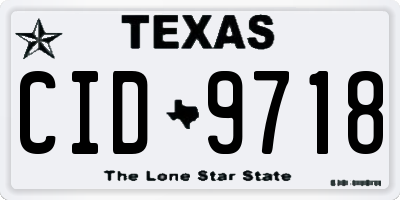 TX license plate CID9718