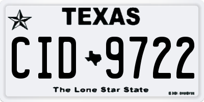 TX license plate CID9722
