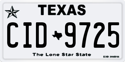 TX license plate CID9725