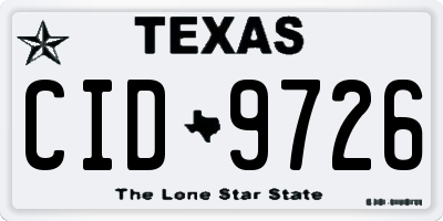 TX license plate CID9726