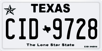 TX license plate CID9728