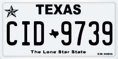 TX license plate CID9739