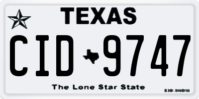 TX license plate CID9747