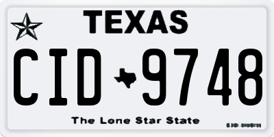 TX license plate CID9748