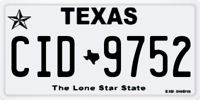 TX license plate CID9752