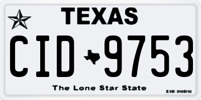 TX license plate CID9753