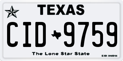 TX license plate CID9759