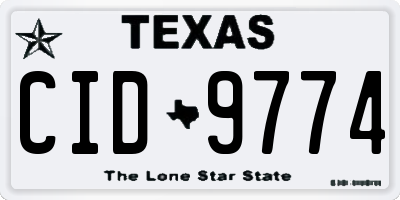 TX license plate CID9774