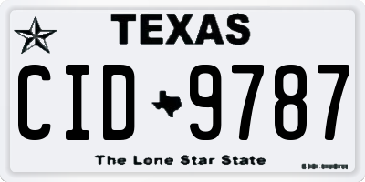 TX license plate CID9787