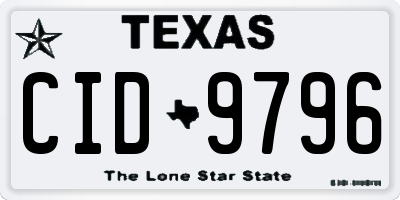 TX license plate CID9796