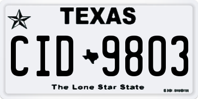 TX license plate CID9803