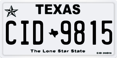 TX license plate CID9815