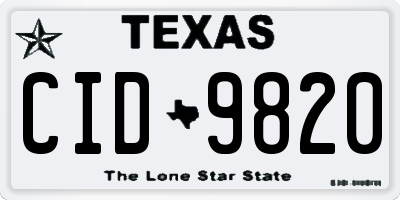 TX license plate CID9820