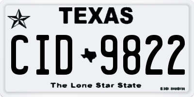 TX license plate CID9822