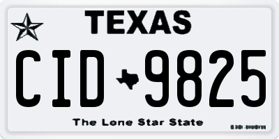 TX license plate CID9825