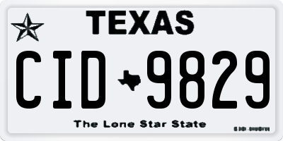 TX license plate CID9829