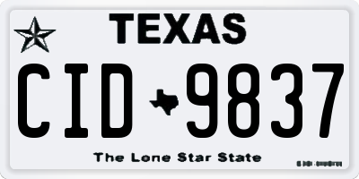 TX license plate CID9837