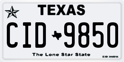 TX license plate CID9850