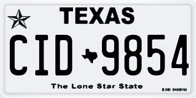 TX license plate CID9854