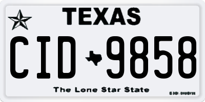 TX license plate CID9858