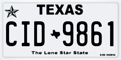 TX license plate CID9861