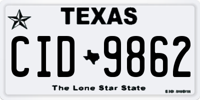 TX license plate CID9862
