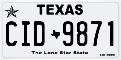 TX license plate CID9871